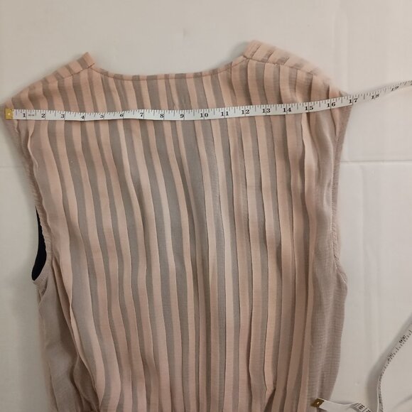 MM Couture Feminine Women’s Tan & Black Silk V-Neck Belted Dress Size L NWT - Picture 10 of 15